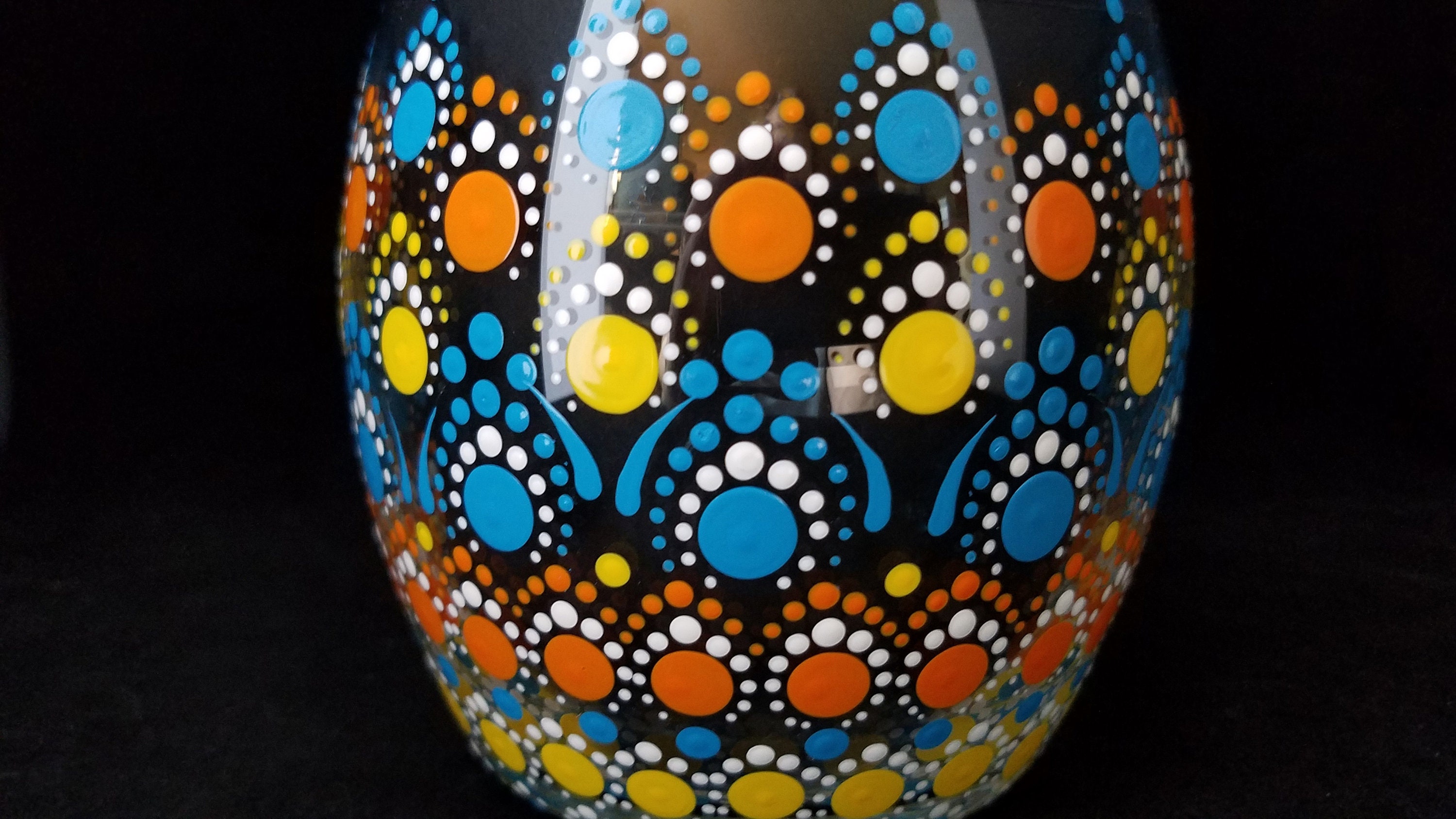 Hand Painted Glass Vase Dot Painted Vase Birthday Gift for Etsy