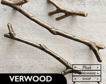 Verwood // Antique Bronze Tree Branch Handle Pulls - Hardware for Kitchens, Bathrooms, Cabinets, Furniture. Knob and 2 Sizes of Handles.