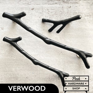 Verwood // Black Tree Branch Handle Pulls - Hardware for Kitchens, Bathrooms, Cabinets, Furniture. Knob and 2 Sizes of Handles Available.