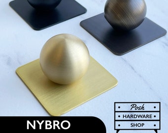 Nybro // Solid Brass Sphere Knobs with Optional Backplate in Black, Bronze, Gold - Hardware for Kitchens, Bathrooms, Cabinets, Furniture.