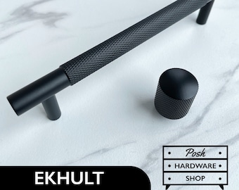 Ekhult // Solid Brass Black Handle Pulls and Knobs - Hardware for Kitchens, Bathrooms, Cabinets, Furniture.