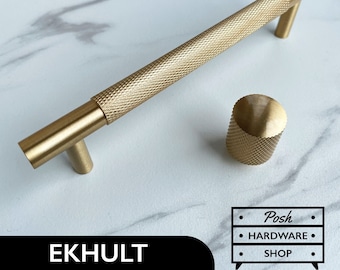 Ekhult // Solid Brass Gold Handle Pulls and Knobs - Hardware for Kitchens, Bathrooms, Cabinets, Furniture.