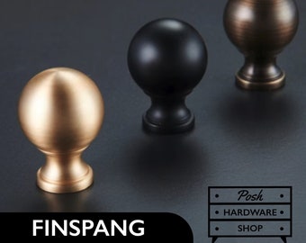 Finspang // Solid Brass Sphere Knobs in 3 Colours: Black, Bronze, Gold - Hardware for Kitchens, Bathrooms, Cabinets, Furniture.