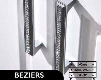 Beziers // Tiradores de cristal checo cromado - Herrajes de lujo para gabinetes y cajones. 2 tamaños.