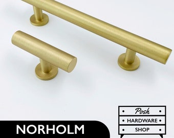 Norholm // Massief messing gouden hendelgrepen en knoppen. Hardware voor kasten, meubels, keukens en badkamers. 6 maten.