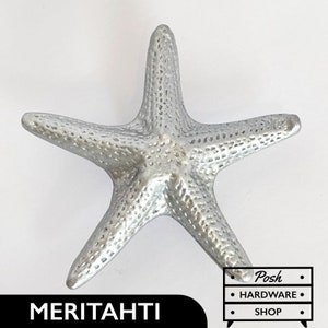 May include: Silver starfish shaped cabinet knob or pull. The starfish has a textured surface.