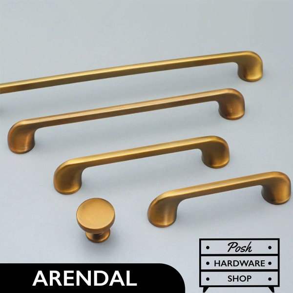 Arendal // Bronze Handle Pulls with Matching Round Knobs - Hardware for Cabinets, Furniture, Kitchens, Bathrooms. 4 Sizes of Handles.