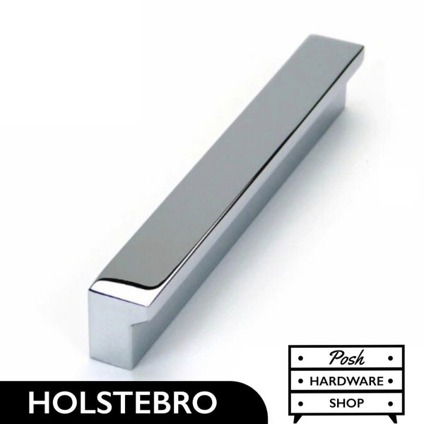 Holstebro // Contemporary Chrome Plated Bar Handle Pulls - Modern Design - Hardware for Cabinets and Drawers. 3 Sizes.