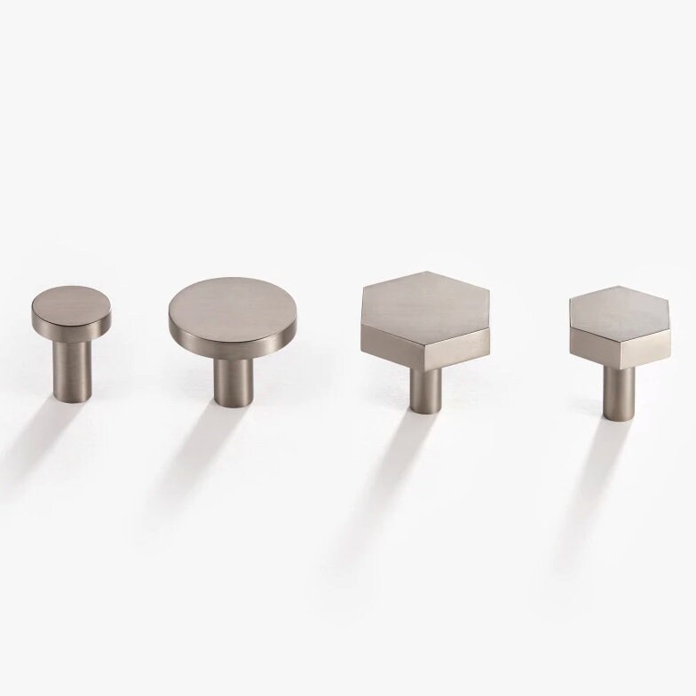 Bredebro // Brushed Nickel Hexagon Knobs Made of Solid Brass Etsy