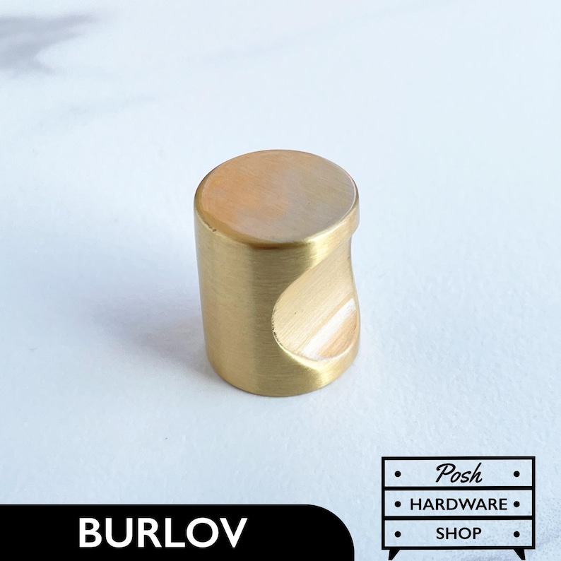 Posh Hardware Shop - Burlov Solid Brass Cylinder Knobs for Kitchens, Bathrooms, and Furniture