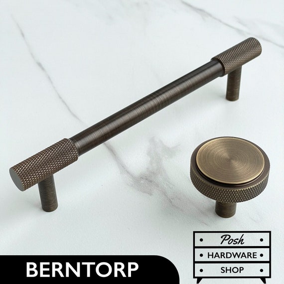 Berntorp Bronze Handle Pulls and Knobs - Solid Brass Hardware for Kitchens, Bathrooms, Cabinets
