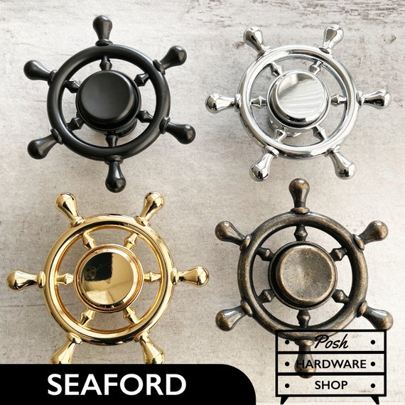 Cabinet Knobs 6 Pack Vintage Retro Rudder Drawer Knobs Distressed White