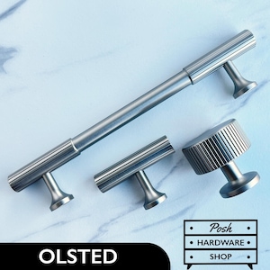 Olsted // Solid Brass Brushed Nickel Silver Handle Pulls and Knobs. Quality Hardware for Kitchens, Bathrooms, Cabinets, Furniture.