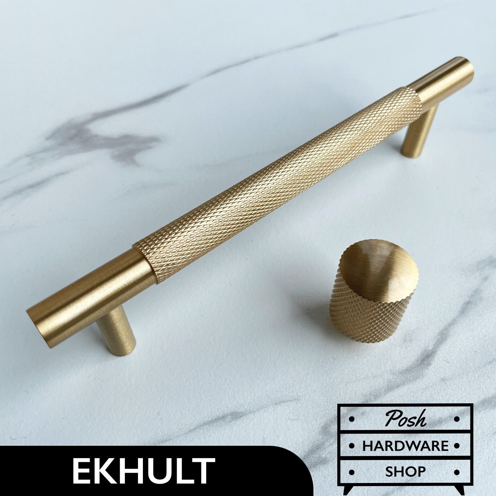 Ekhult // Solid Brass Gold Handle Pulls and Knobs - Hardware for Kitchens, Bathrooms, Cabinets, Furniture.
