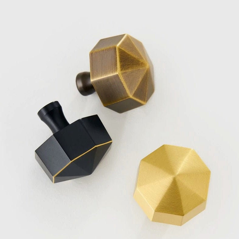 Falsterbo // Brass Octagon Knobs Modern Contemporary Design Etsy