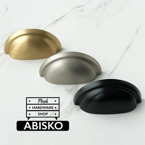 Abisko Cup Handle Pulls - Solid Brass Hardware for Kitchens and Bathrooms