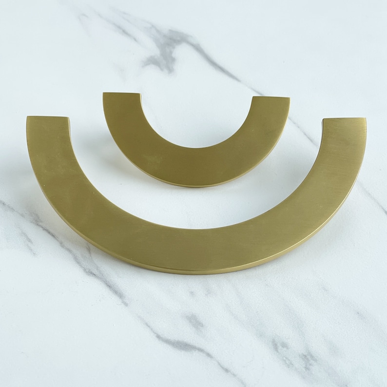 Tervo // Solid Brass Semi-Circular Handle Pulls Hardware for Cabinets and Drawers Gold or Black in 2 Sizes image 9