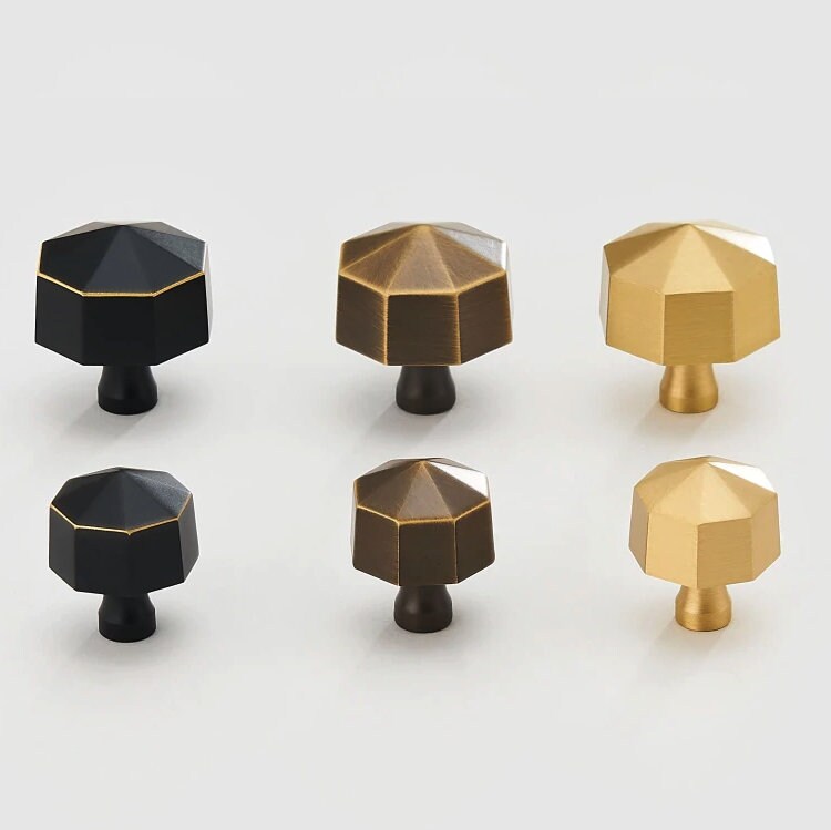 Falsterbo // Brass Octagon Knobs Modern Contemporary Design Etsy
