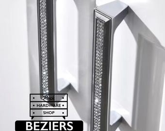 Beziers Chrome Silver Crystal Handle Pulls - Luxury Hardware for Cabinets and Drawers