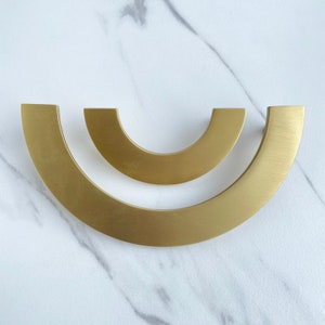 Tervo // Solid Brass Semi-Circular Handle Pulls Hardware for Cabinets and Drawers Gold or Black in 2 Sizes image 2
