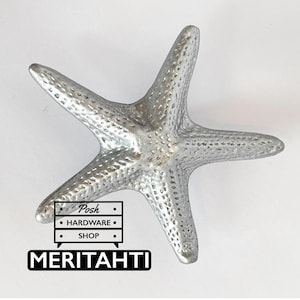 Boutons Meritahti Grande Étoile de Mer Argentée - Quincaillerie pour Armoires, Meubles, Cuisines, Salles de Bains