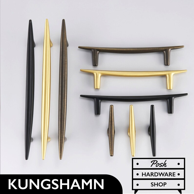 Kungshamn // Solid Brass Curved Handle Pulls and Knobs Etsy