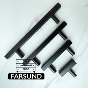 Farsund Black Handle Pulls Knobs - Hardware for Kitchens, Bathrooms, Cabinets, Furniture