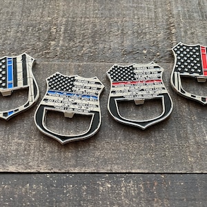 Blue & Red Line (Isaiah 6:8) Bottle Cap Opener Challenge Coin