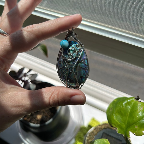 Wire Wrapped Abalone Shell Pendant