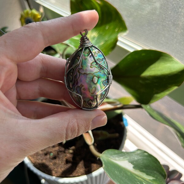 Wire Wrapped Abalone Shell Pendant