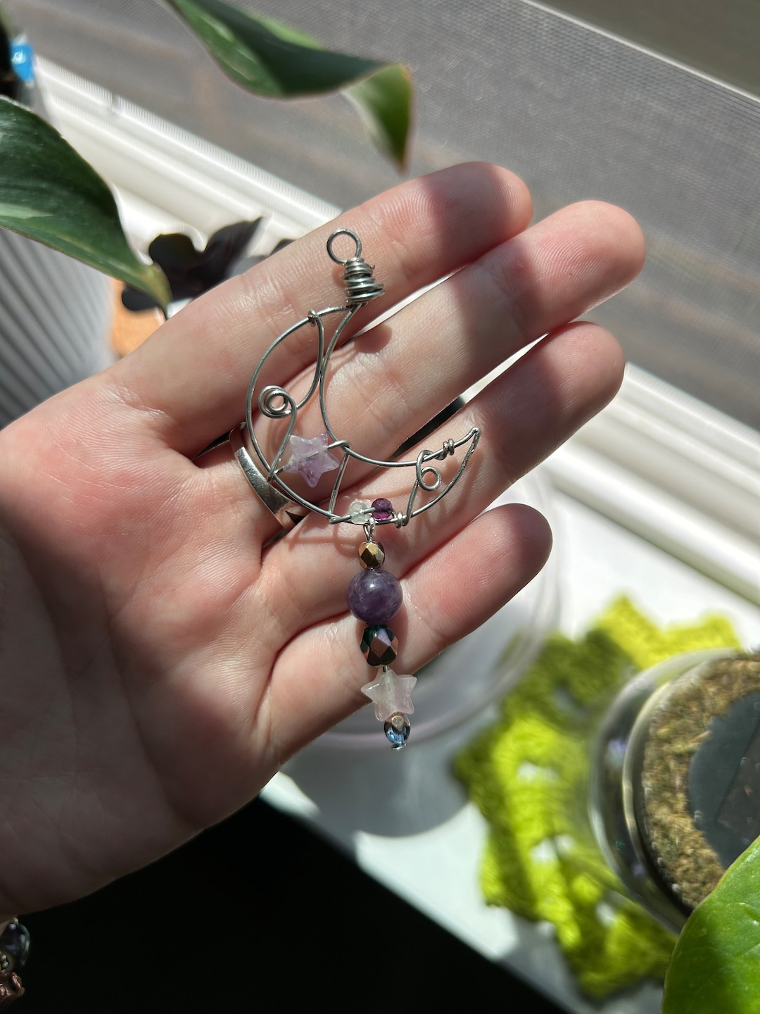 Amethyst Princess Moon Pendant - Etsy