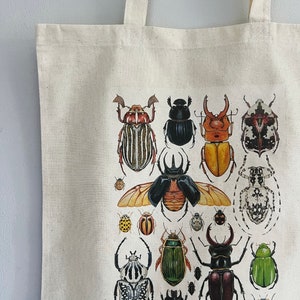 Beetles Organic Cotton Tote / Shopping Bag, reusable bag, wildlife bag