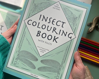 Insect colouring book with Facts, Entomology Gift, A4