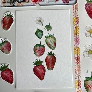 Ripening Strawberries Print, A5 Watercolour Fine Art Print image 7