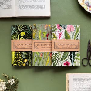 Handmade Plants Pocket Notebook Set, Botanical Notebooks, A6 Sketchbook