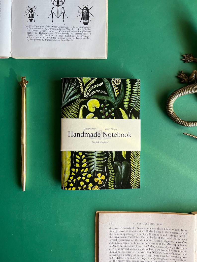 Farn Handgemachtes Taschennotizbuch, A6 Notizbuch, Botanischer Druck, Pflanzen, Natur, Skizzenbuch Bild 6
