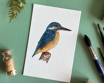 Kingfisher A6 Print, Watercolour Illustration
