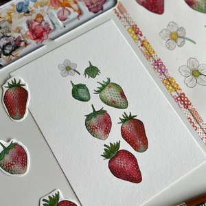 Ripening Strawberries Print, A5 Watercolour Fine Art Print image 4