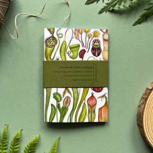 Handmade Pocket Notebook - Carnivorous plants, mini notebook, A6 Notebook