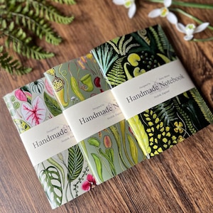 Handmade Plants Pocket Notebook Set, Botanical Notebooks, A6 Sketchbook