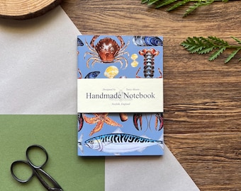 Marine Life Handmade Pocket Notebook – Eco-Friendly A6