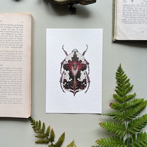 Protaetia aurichalcea - Blumenkäfer, Aquarell-Illustration, Kunstdruck A6