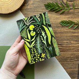 Farn Handgemachtes Taschennotizbuch, A6 Notizbuch, Botanischer Druck, Pflanzen, Natur, Skizzenbuch Bild 4