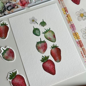 Ripening Strawberries Print, A5 Watercolour Fine Art Print image 6