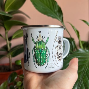 Beetles, Enamel Mug, Travel Mug, 10oz Camping Mug image 4