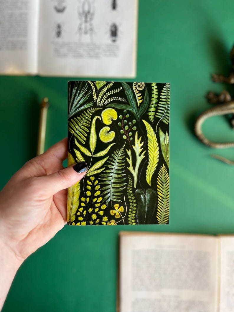 Farn Handgemachtes Taschennotizbuch, A6 Notizbuch, Botanischer Druck, Pflanzen, Natur, Skizzenbuch Bild 8