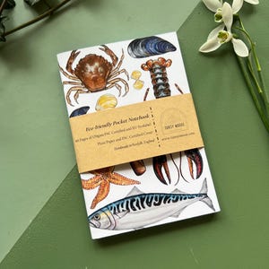 Handmade Pocket Notebook - Marine Life, mini notebook, A6 Notebook