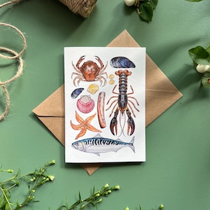 Marine Life Card, Blank greeting card, watercolour print