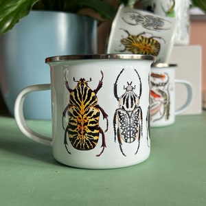 Beetles, Enamel Mug, Travel Mug, 10oz Camping Mug image 3