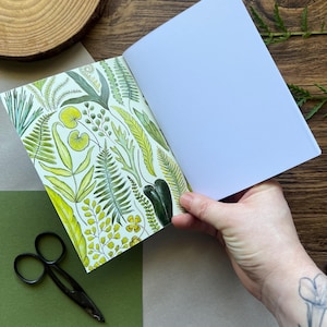 Farn Handgemachtes Taschennotizbuch, A6 Notizbuch, Botanischer Druck, Pflanzen, Natur, Skizzenbuch Bild 3